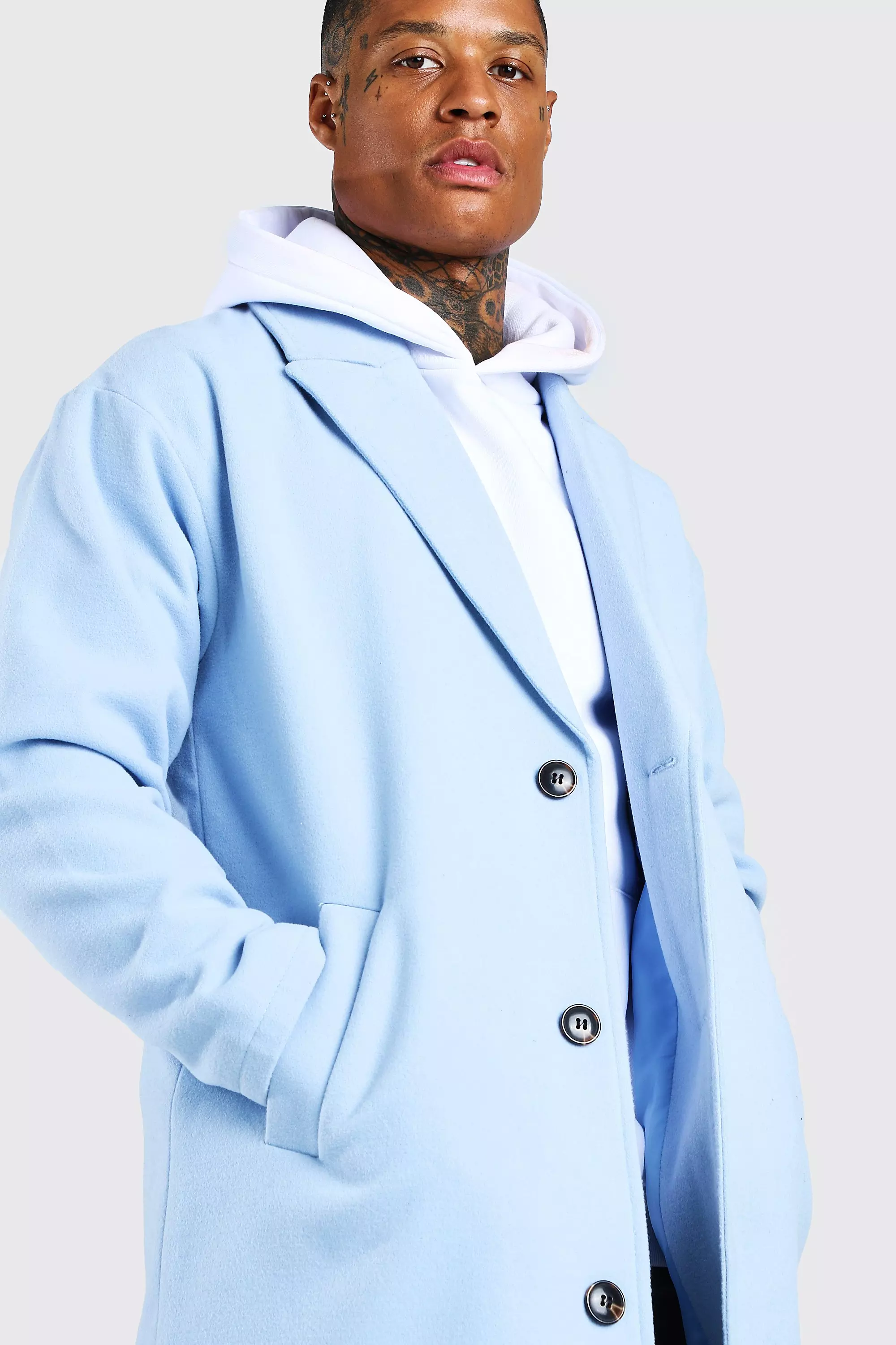Single Breasted Extra Longline Overcoat boohooMAN USA